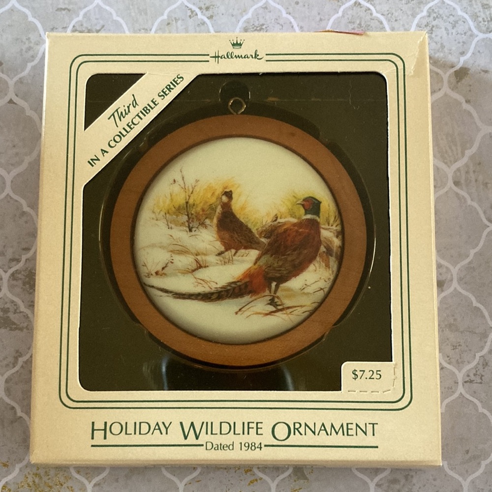 💜VTG Hallmark Ring-Necked Pheasant Wooden Ornament,1984 - Picture 3 of 4